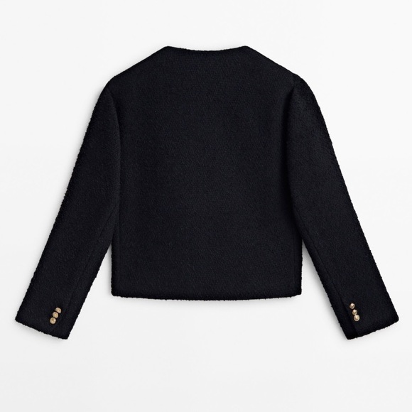 NWT. Massimo Dutti Navy Blue Textured Jacket with Golden Buttons. Size S. - Picture 7 of 14